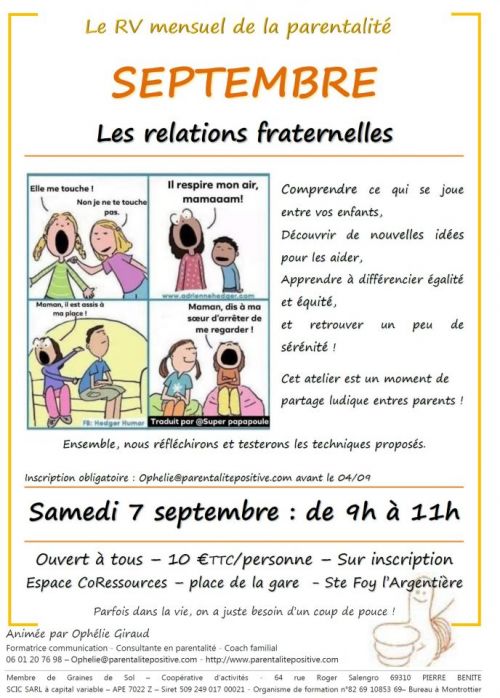 RV de septembre : "Les relations fraternelles"