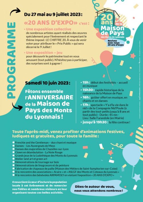 JOURNEE ANNIVERSAIRE : 20 ans de la Maison de Pays des Monts du Lyonnais