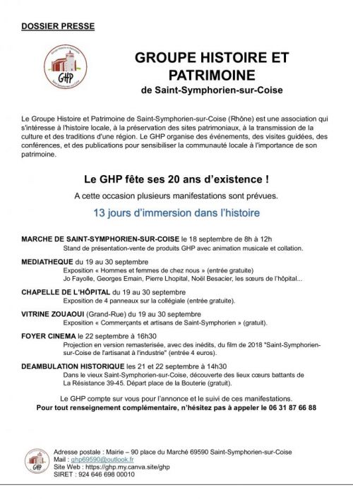 Le GHP fête ses 20 ans d’existence !