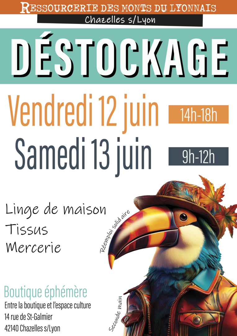 DÉSTOCKAGE – TISSUS, LINGE DE MAISON & ARTICLES DE MERCERIE